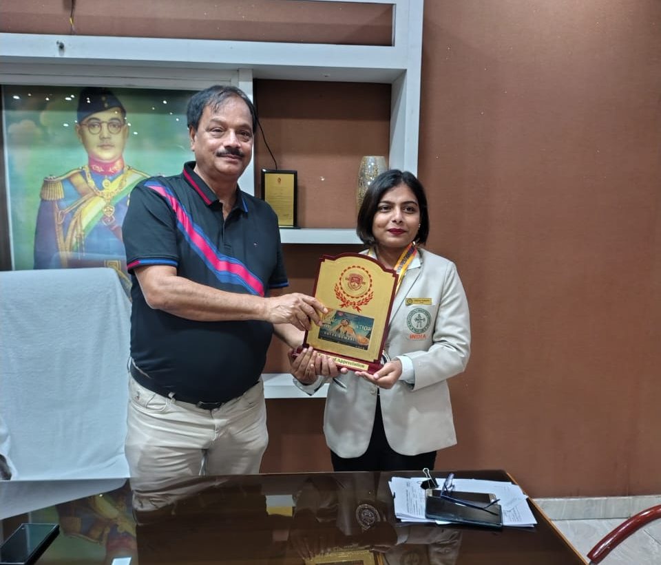 Gold medal winner Sneha Kumari was honored by Honorable Chancellor Sir.